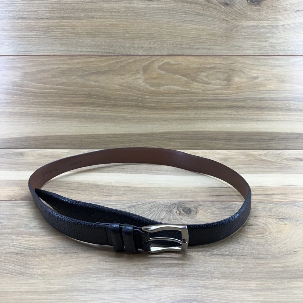European Jumbled Calfskin Mens Belt Size 38 Black Leather Dress Formal Belt